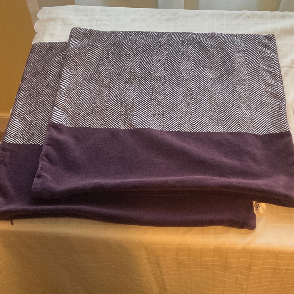 Pair of Purple and Gray Chevron Cushion Covers